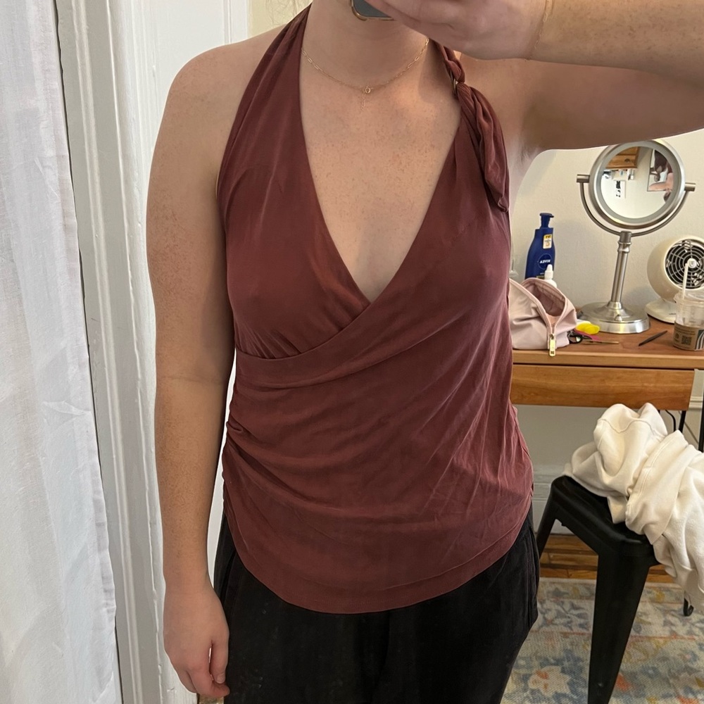 FREE PEOPLE burnt red halter top